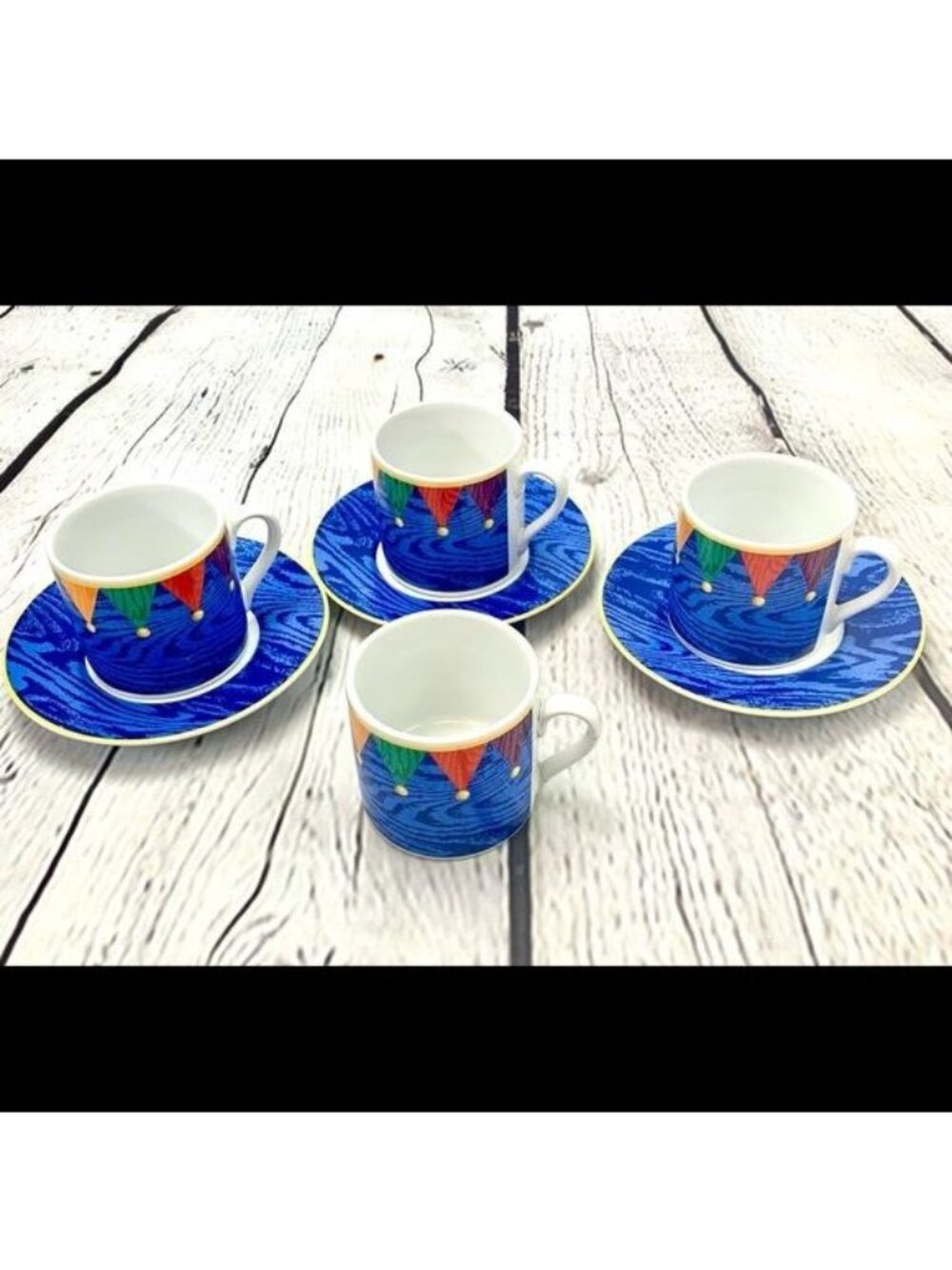 RIVIERA VAN BEERS SIGNATURE JESTER ESPRESSO DEMITASSE CUP SAUCER SET